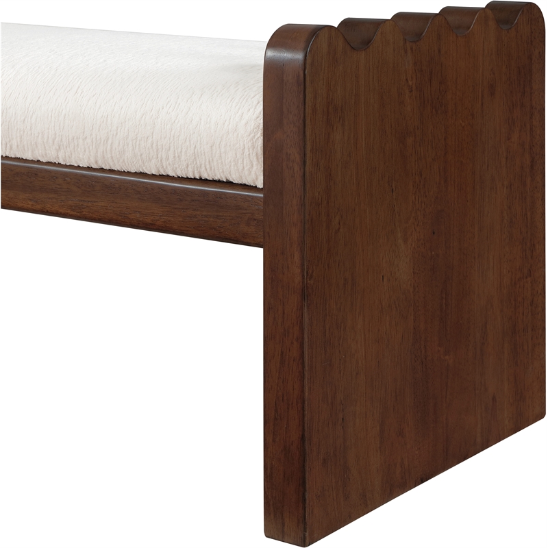 Meridian Furniture Sonia Cream Velour Fur Fabric Bench