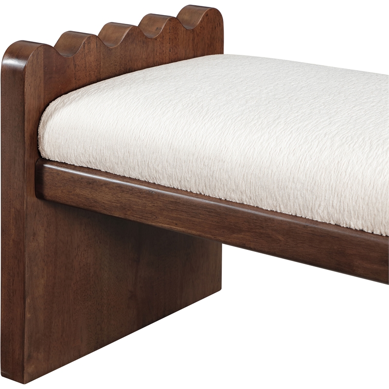 Meridian Furniture Sonia Cream Velour Fur Fabric Bench