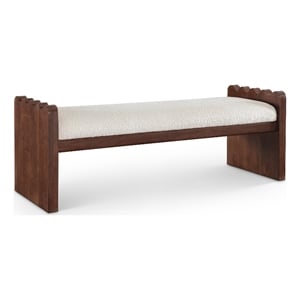 Meridian Furniture Sonia Cream Velour Fur Fabric Bench