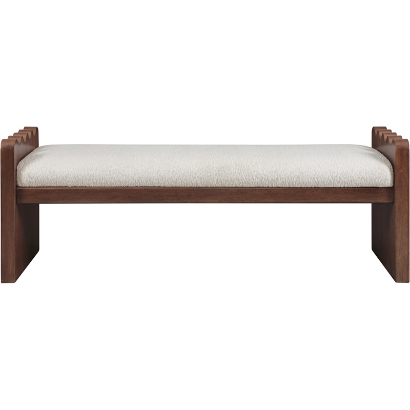 Meridian Furniture Sonia Cream Velour Fur Fabric Bench