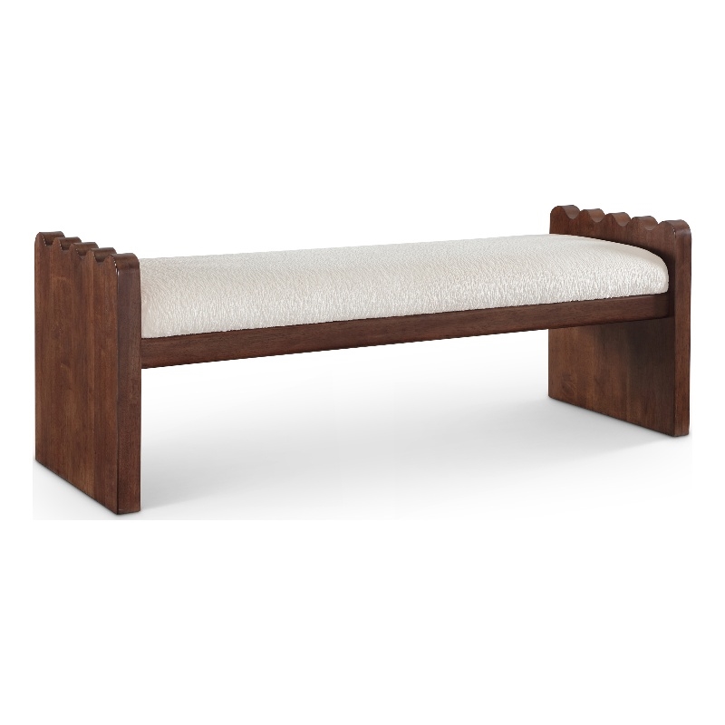 Meridian Furniture Sonia Cream Velour Fur Fabric Bench