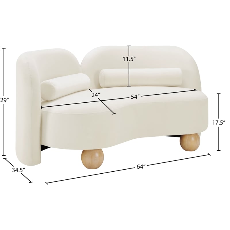Meridian Furniture Daphne Cream Velvet Loveseat