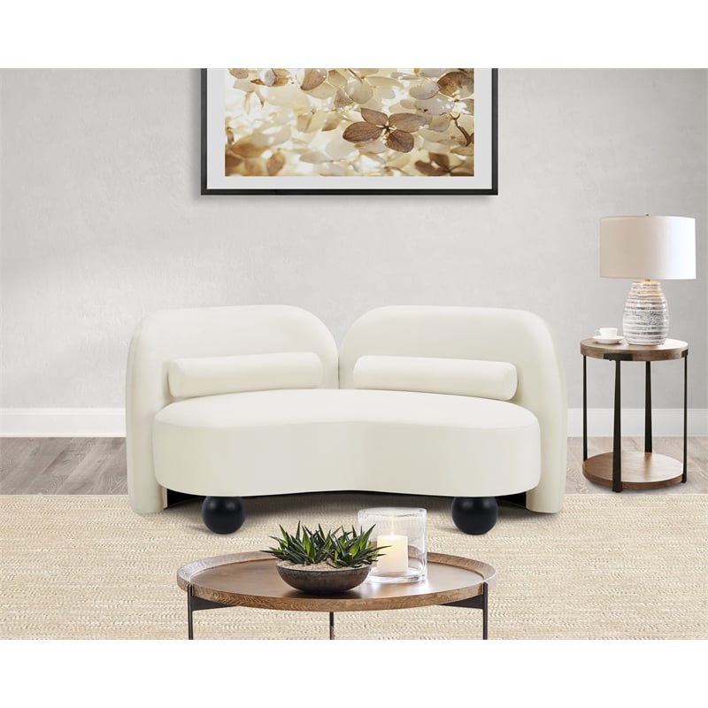 Meridian Furniture Daphne Cream Velvet Loveseat