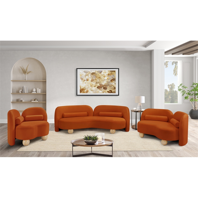 Meridian Furniture Daphne Cognac Velvet Sofa