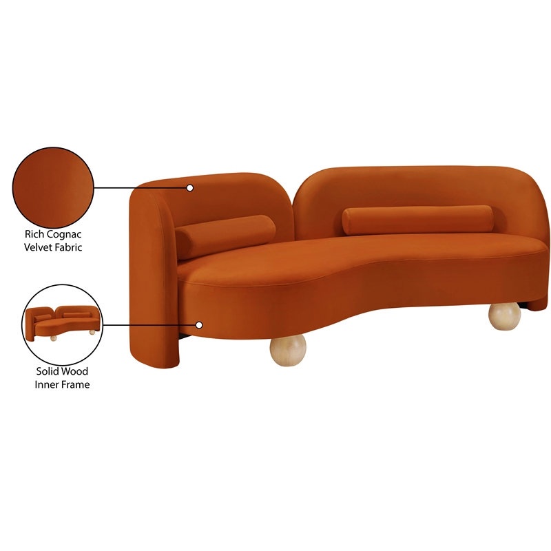 Meridian Furniture Daphne Cognac Velvet Sofa