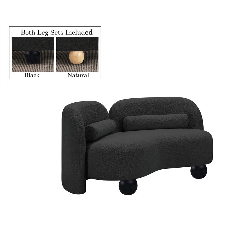 Meridian Furniture Daphne Black Boucle Fabric Loveseat