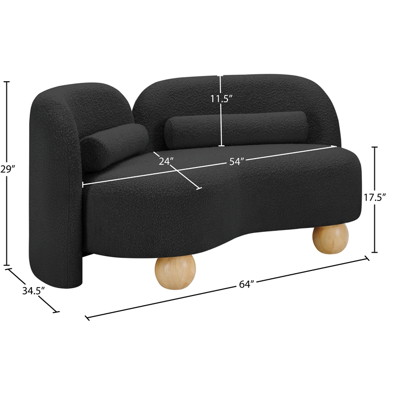 Meridian Furniture Daphne Black Boucle Fabric Loveseat