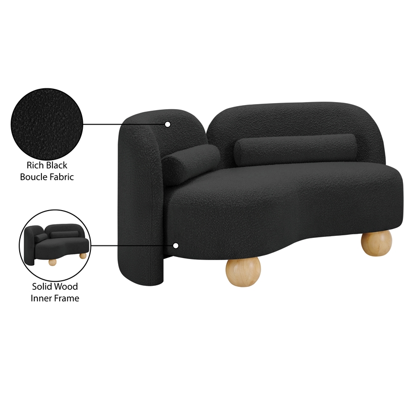 Meridian Furniture Daphne Black Boucle Fabric Loveseat