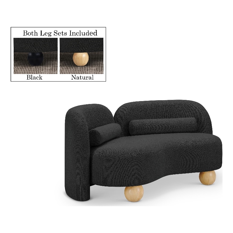 Meridian Furniture Daphne Black Boucle Fabric Loveseat