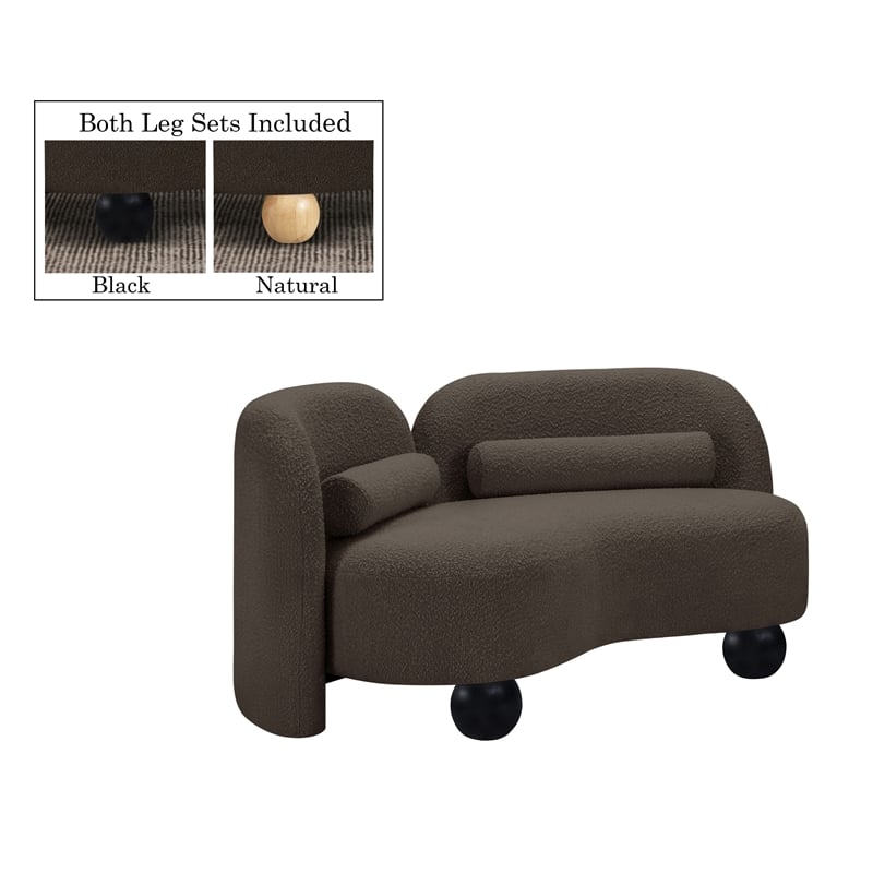 Meridian Furniture Daphne Brown Boucle Fabric Loveseat