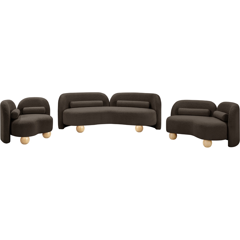 Meridian Furniture Daphne Brown Boucle Fabric Loveseat