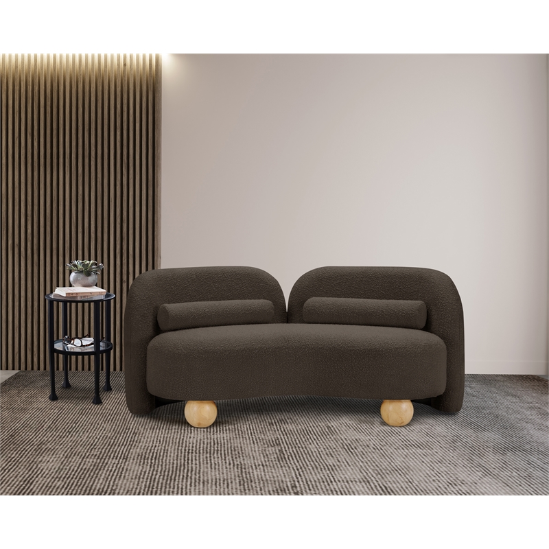 Meridian Furniture Daphne Brown Boucle Fabric Loveseat