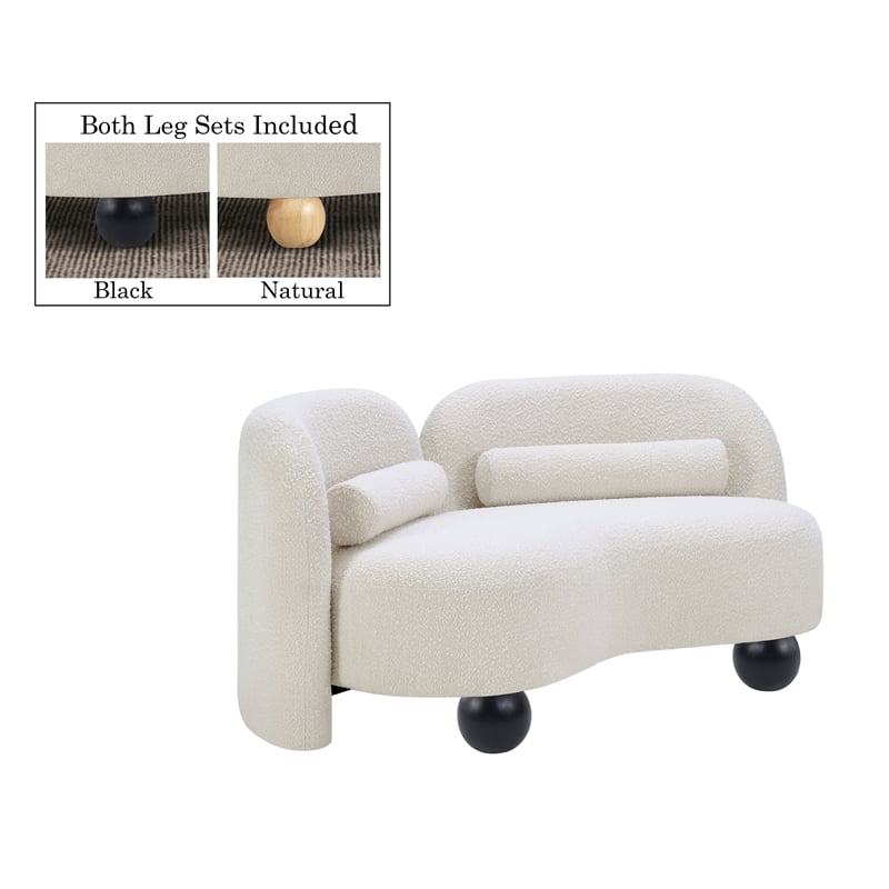 Meridian Furniture Daphne Cream Boucle Fabric Loveseat