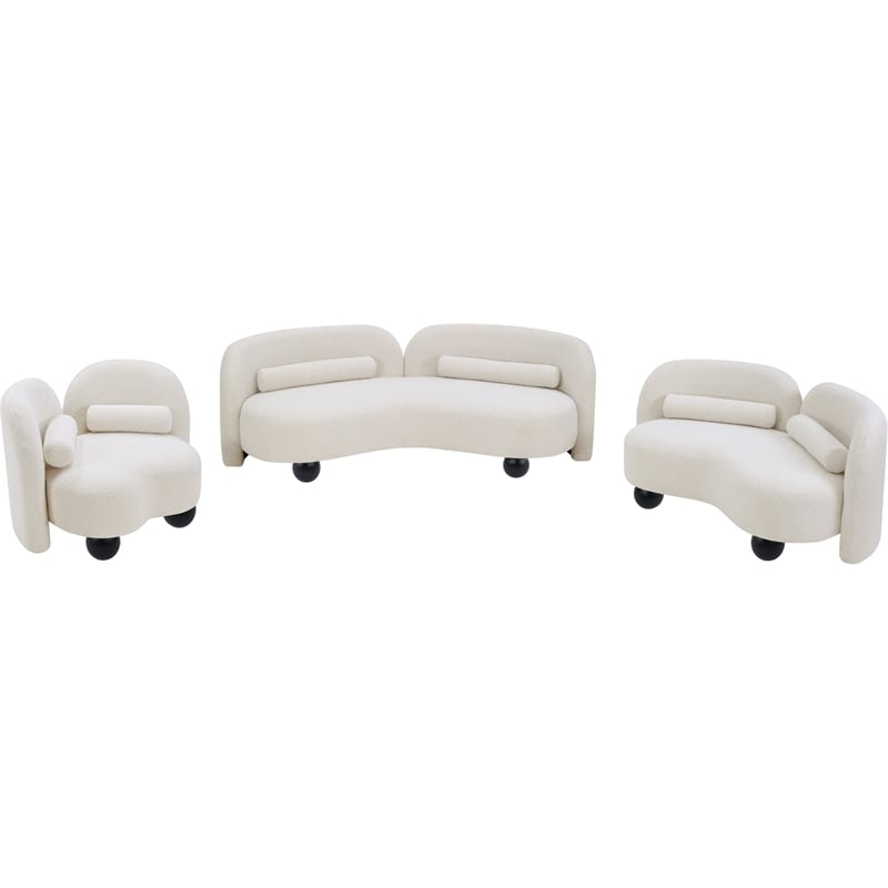 Meridian Furniture Daphne Cream Boucle Fabric Loveseat
