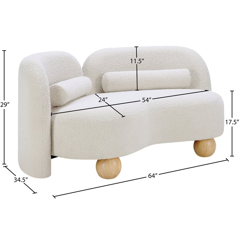 Meridian Furniture Daphne Cream Boucle Fabric Loveseat