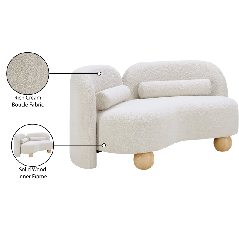 Meridian Furniture Daphne Cream Boucle Fabric Loveseat