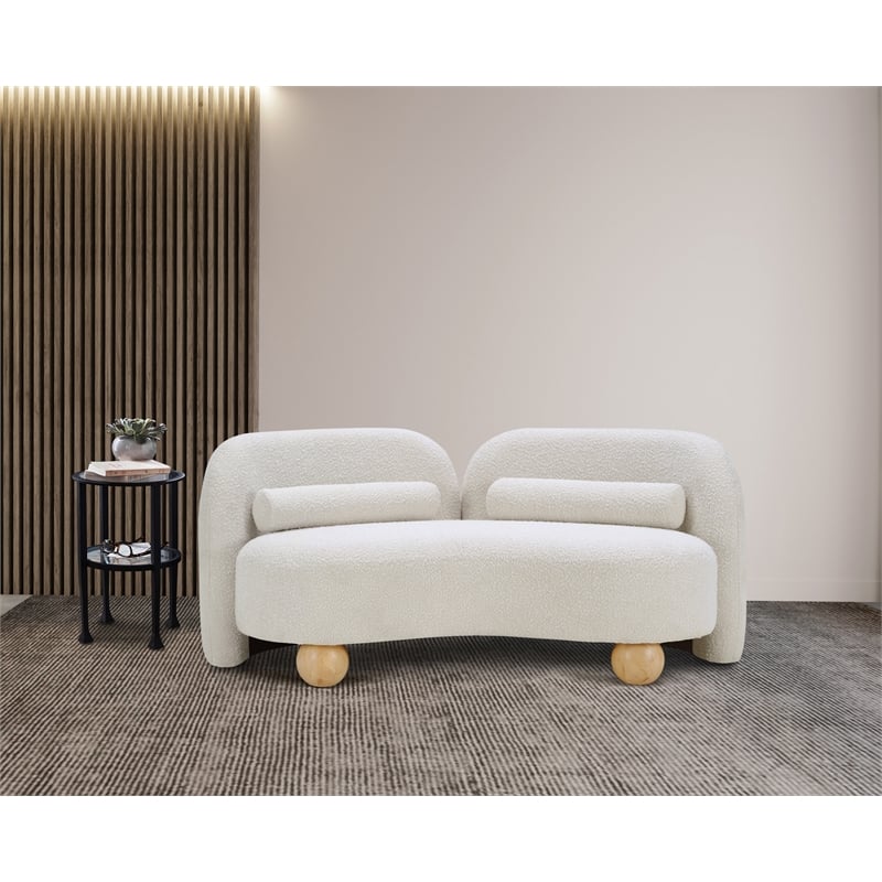 Meridian Furniture Daphne Cream Boucle Fabric Loveseat