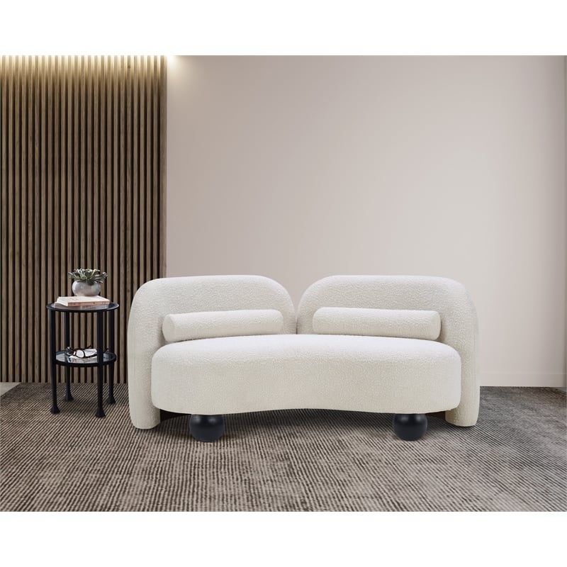 Meridian Furniture Daphne Cream Boucle Fabric Loveseat