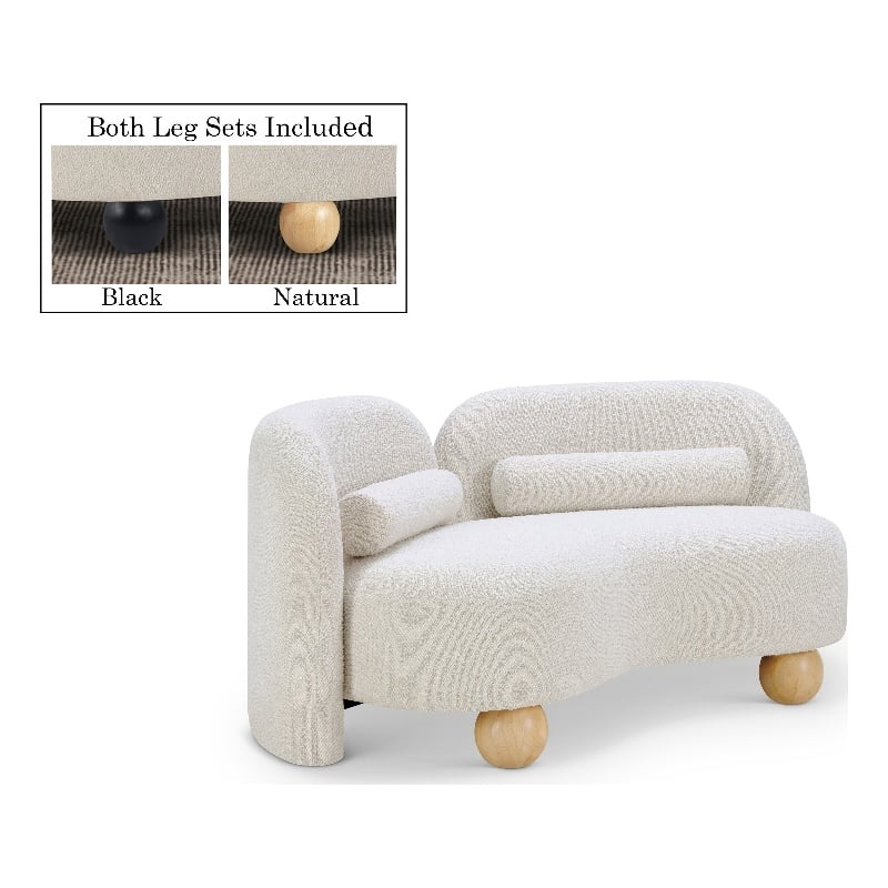 Meridian Furniture Daphne Cream Boucle Fabric Loveseat