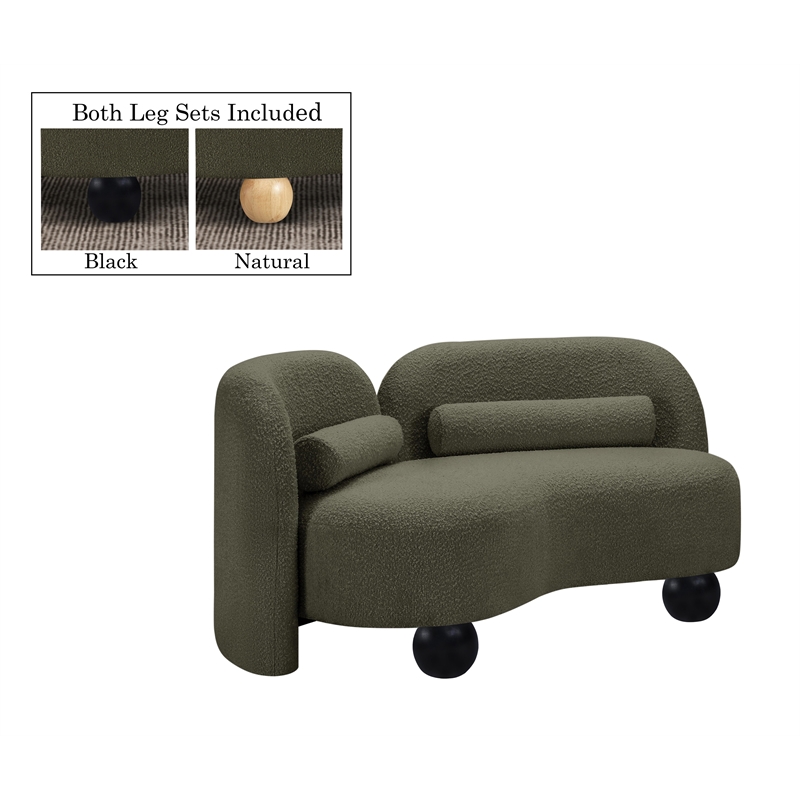 Meridian Furniture Daphne Olive Boucle Fabric Loveseat