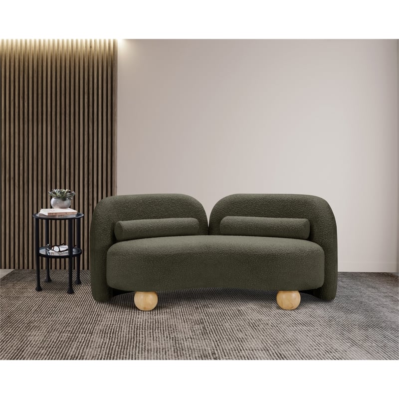 Meridian Furniture Daphne Olive Boucle Fabric Loveseat