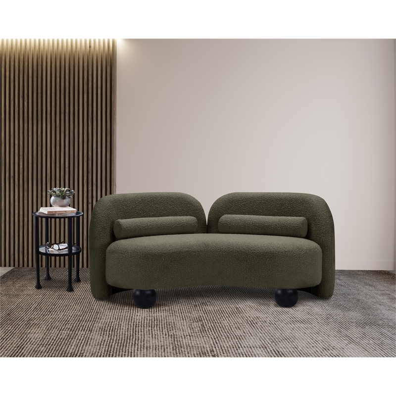 Meridian Furniture Daphne Olive Boucle Fabric Loveseat
