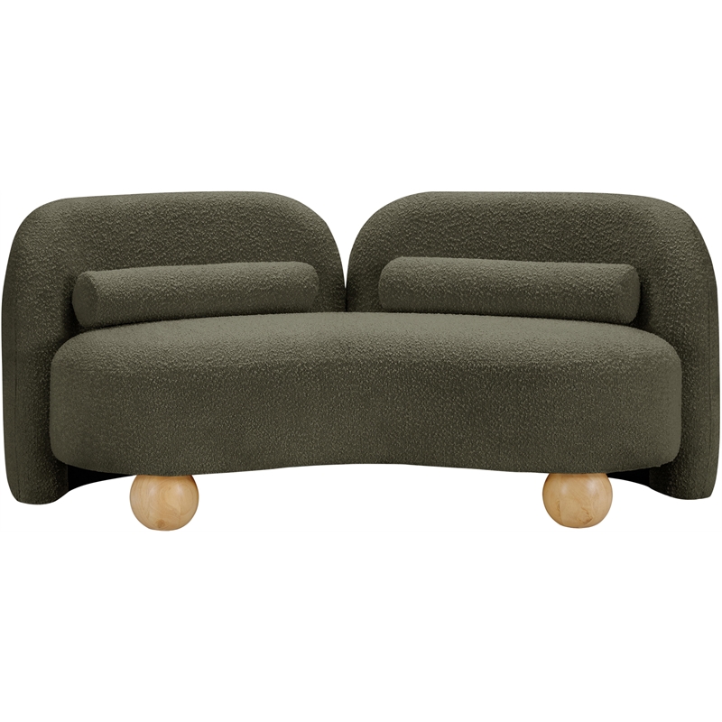 Meridian Furniture Daphne Olive Boucle Fabric Loveseat