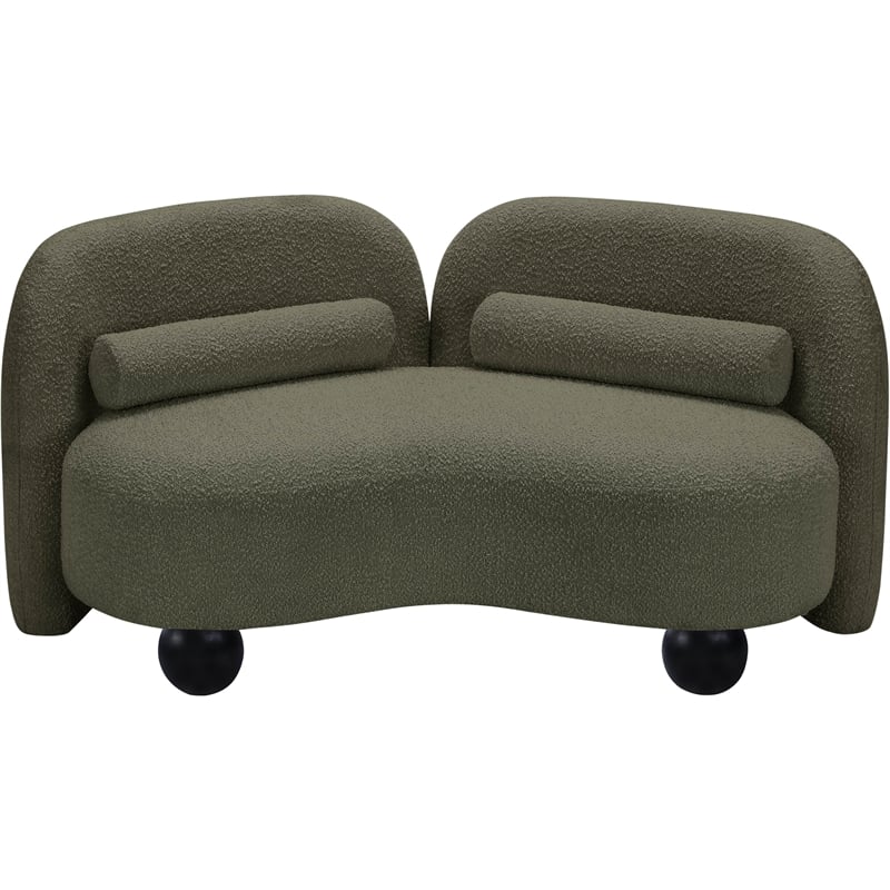 Meridian Furniture Daphne Olive Boucle Fabric Loveseat