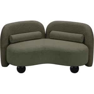 meridian furniture daphne olive boucle fabric loveseat