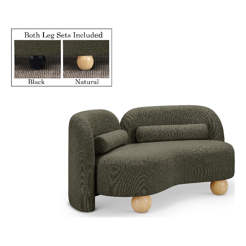 Meridian Furniture Daphne Olive Boucle Fabric Loveseat