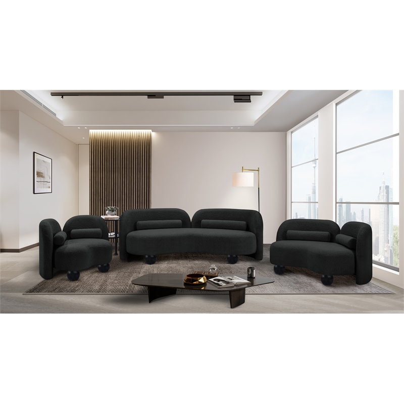 Meridian Furniture Daphne Black Boucle Fabric Sofa