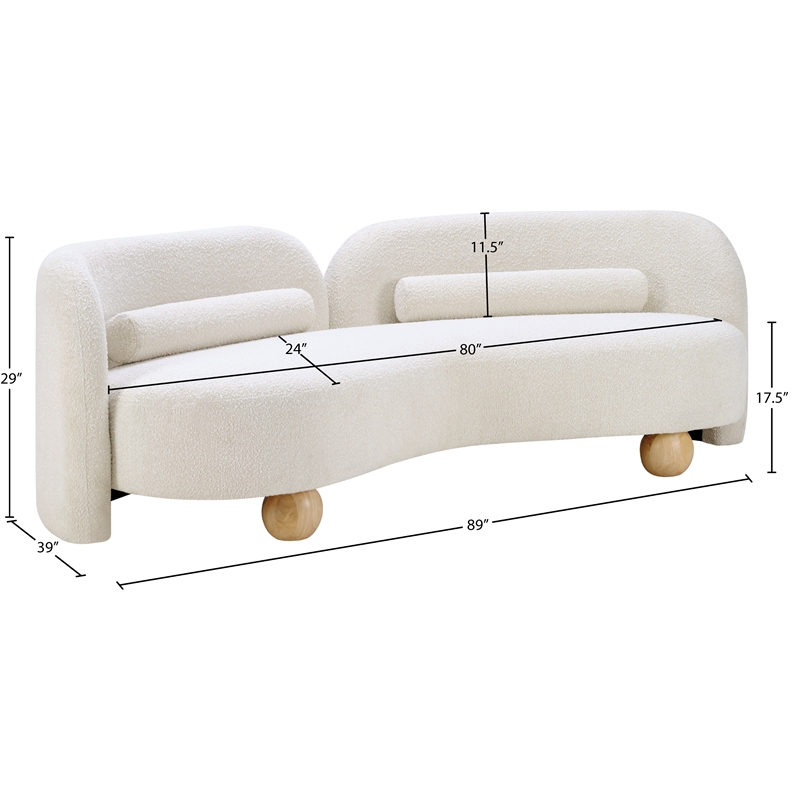 Meridian Furniture Daphne Cream Boucle Fabric Sofa