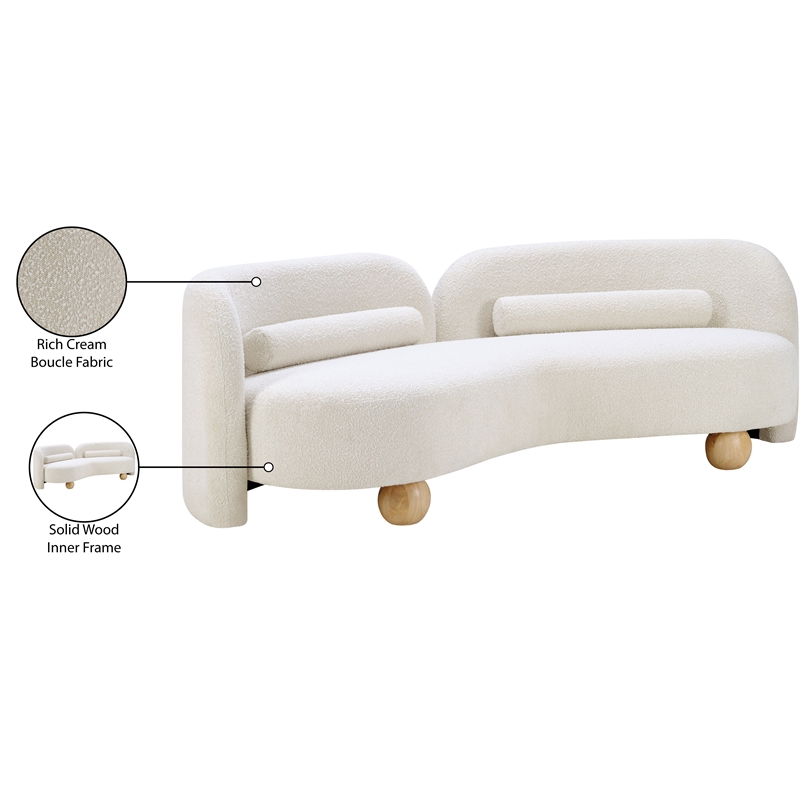 Meridian Furniture Daphne Cream Boucle Fabric Sofa