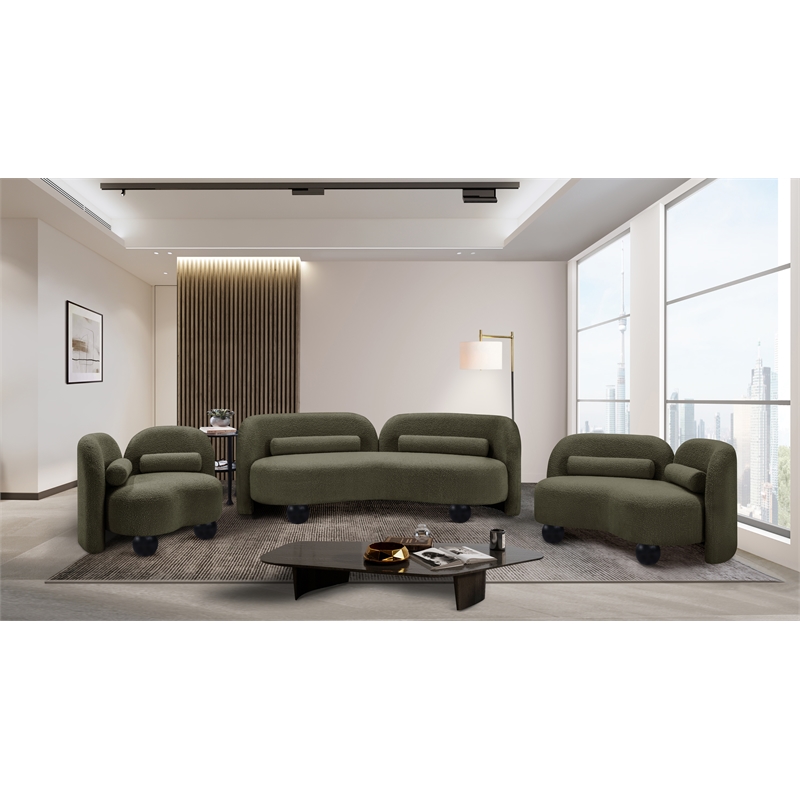 Meridian Furniture Daphne Olive Boucle Fabric Sofa