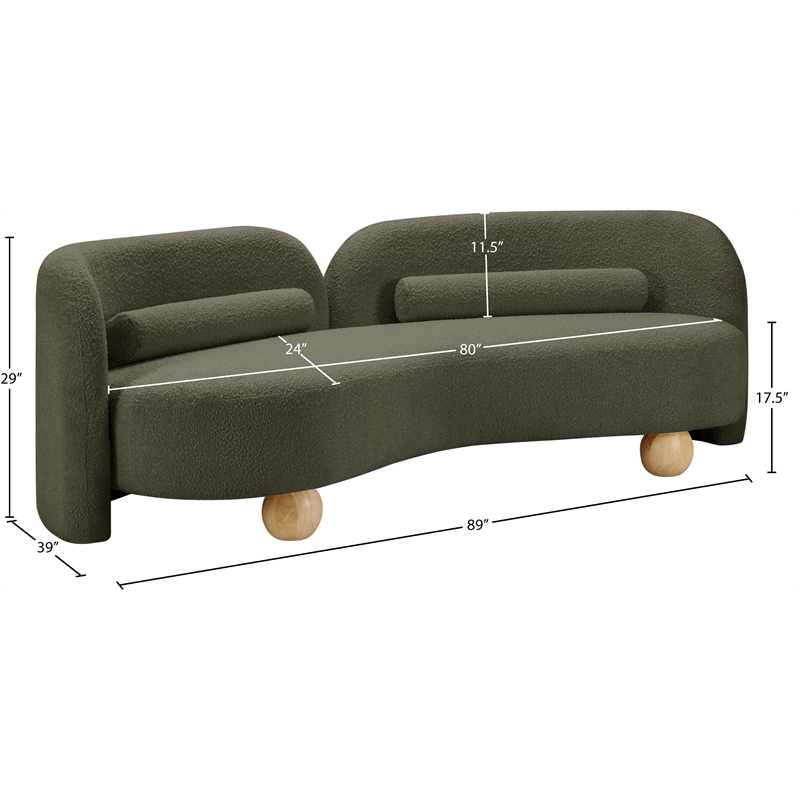 Meridian Furniture Daphne Olive Boucle Fabric Sofa