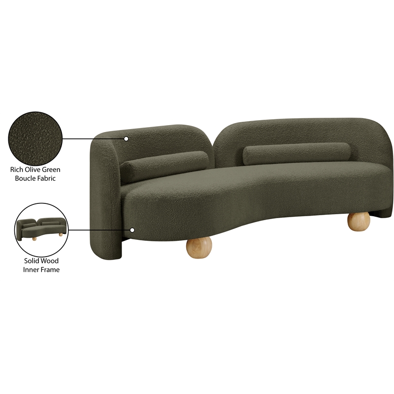 Meridian Furniture Daphne Olive Boucle Fabric Sofa