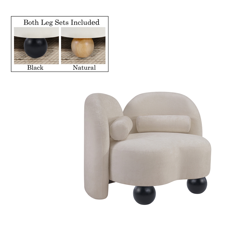 Meridian Furniture Daphne Beige Chenille Fabric Chair