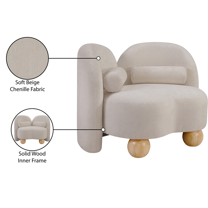 Meridian Furniture Daphne Beige Chenille Fabric Chair