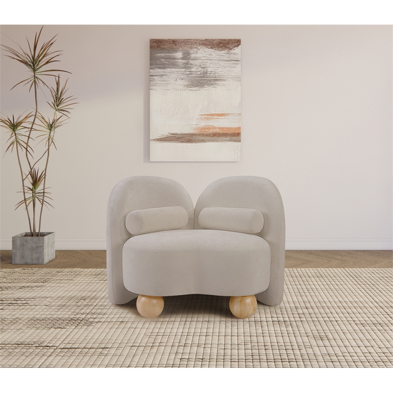 Meridian Furniture Daphne Beige Chenille Fabric Chair