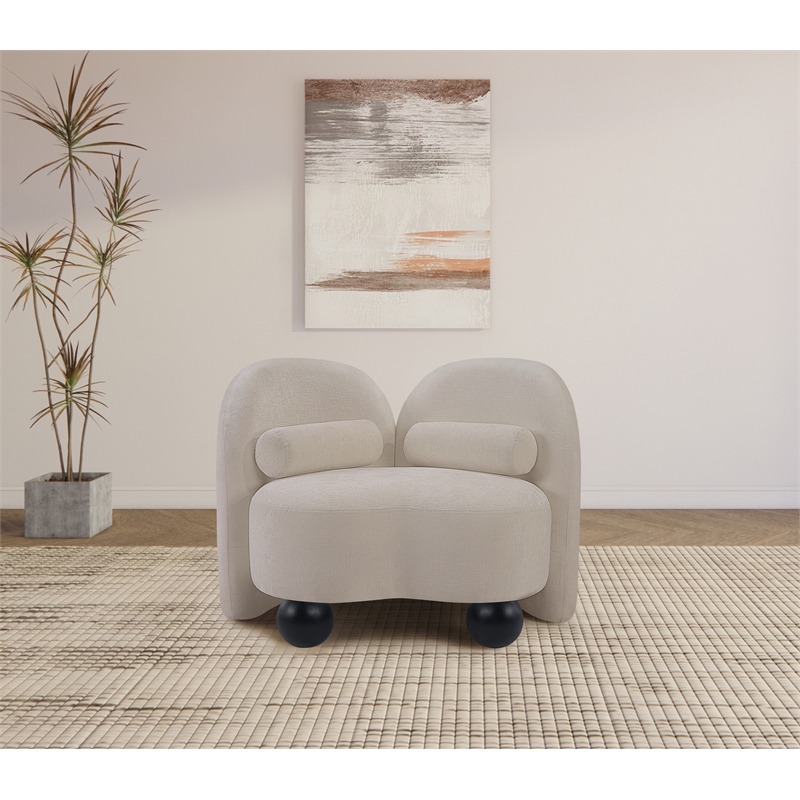 Meridian Furniture Daphne Beige Chenille Fabric Chair