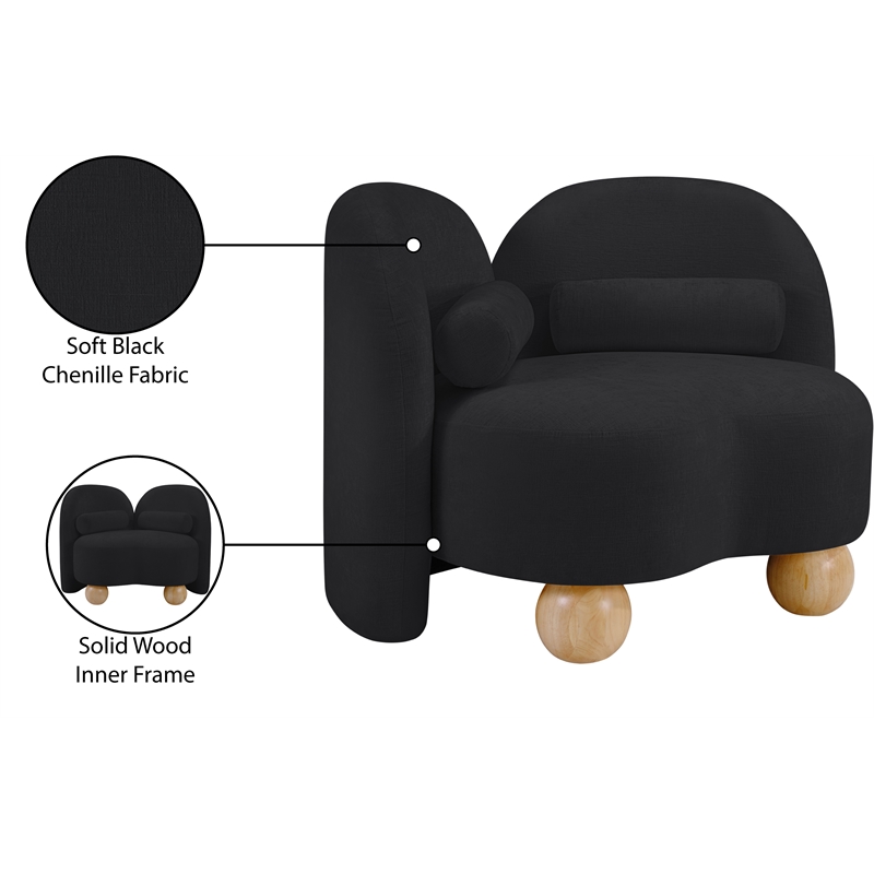 Meridian Furniture Daphne Black Chenille Fabric Chair