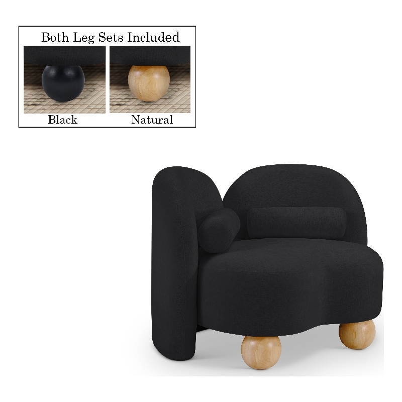 Meridian Furniture Daphne Black Chenille Fabric Chair