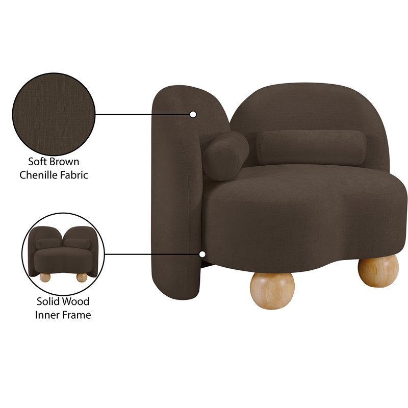Meridian Furniture Daphne Brown Chenille Fabric Chair