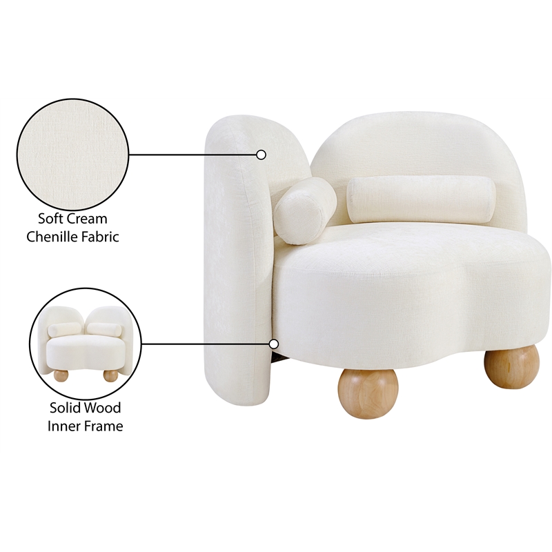 Meridian Furniture Daphne Cream Chenille Fabric Chair