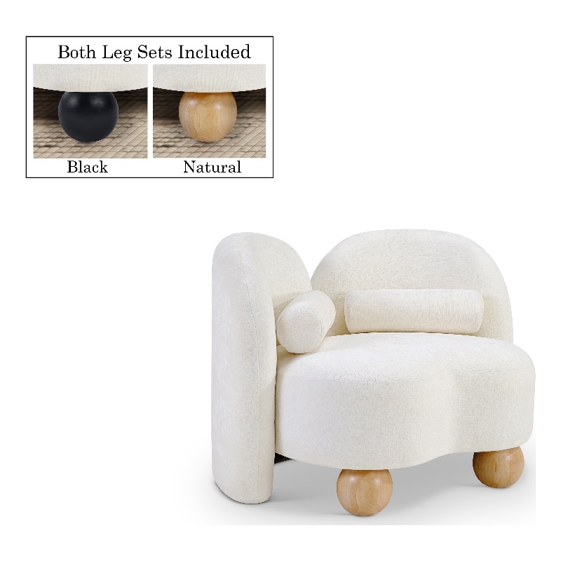 Meridian Furniture Daphne Cream Chenille Fabric Chair