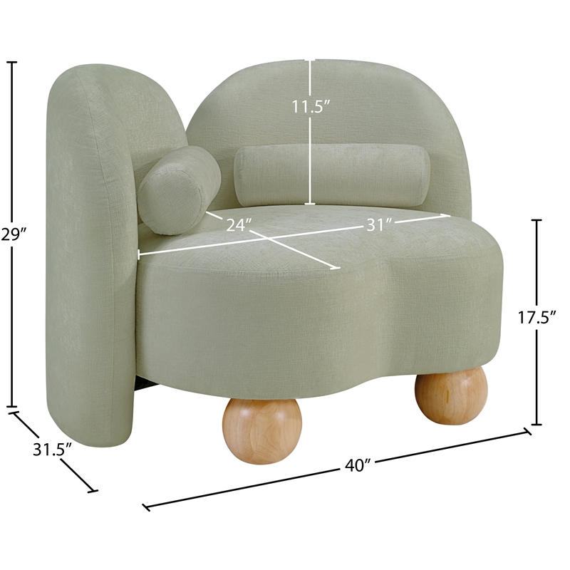 Meridian Furniture Daphne Mint Chenille Fabric Chair