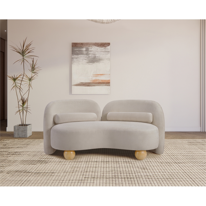 Meridian Furniture Daphne Beige Chenille Fabric Loveseat