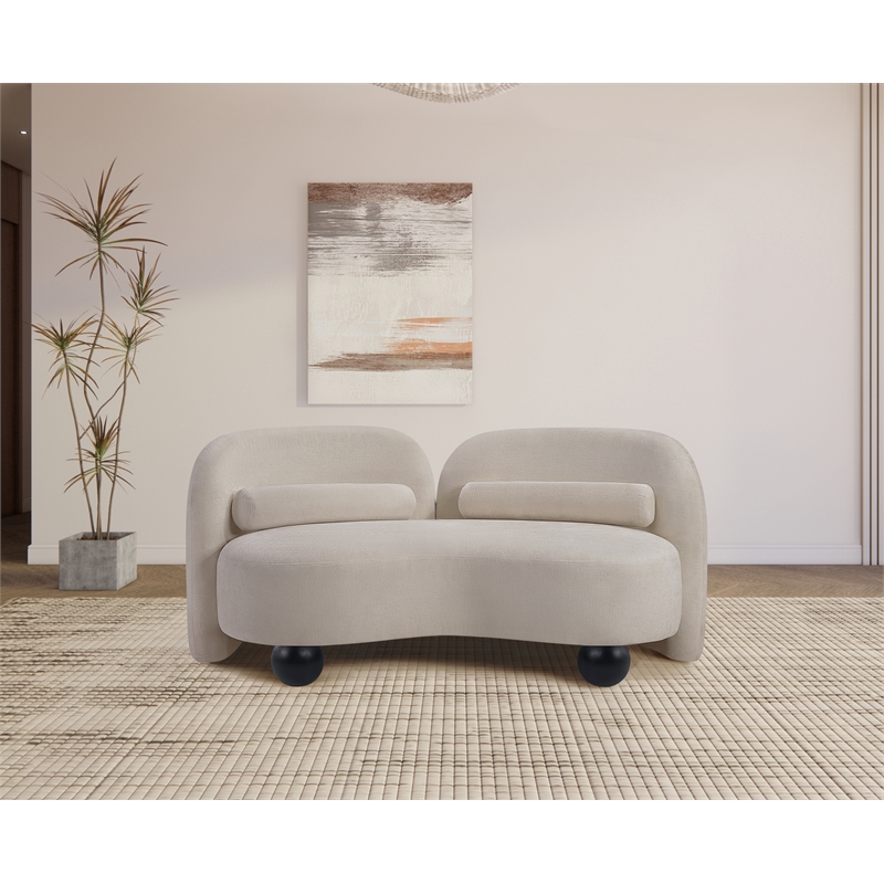 Meridian Furniture Daphne Beige Chenille Fabric Loveseat