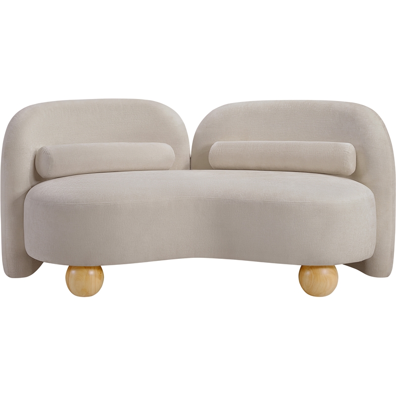 Meridian Furniture Daphne Beige Chenille Fabric Loveseat