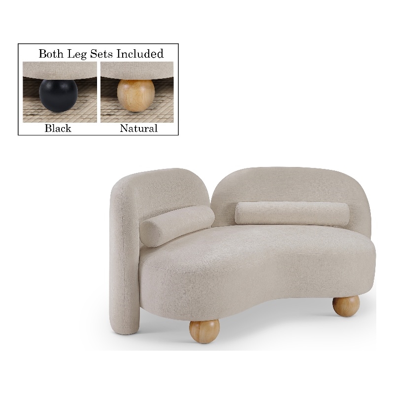 Meridian Furniture Daphne Beige Chenille Fabric Loveseat